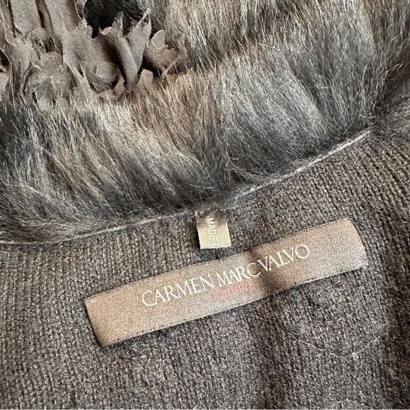 Carmen Marc Valvo Couture 2011 Black Dimensional Cashmere Knit Fur Vest - Picture 6 of 17